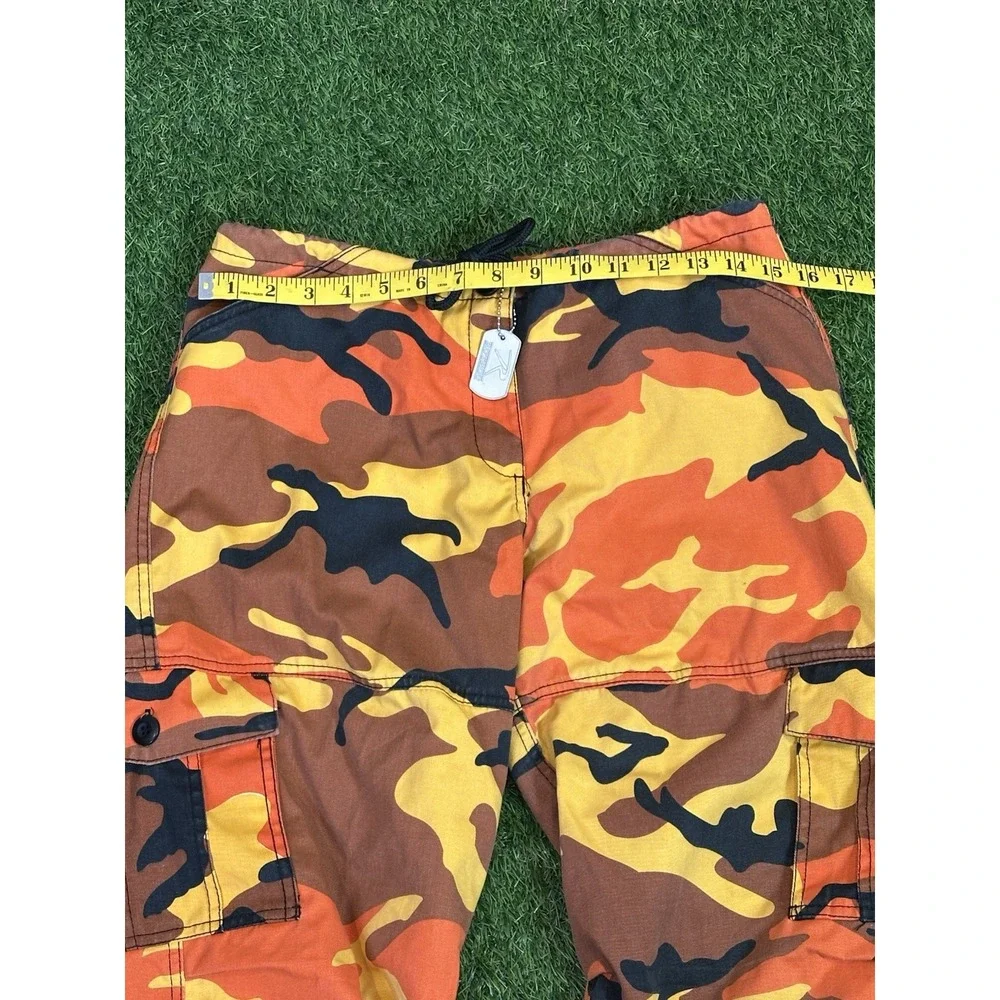 Vtg Rothco Military‎ Cargo Pants Mens XS Faded Double Knee Orange Camouflage